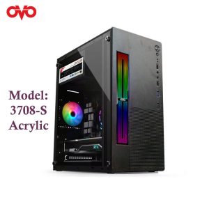 3. OVO RGB/LED M-ATX GAMING CASE V-3708s ACRYLIC