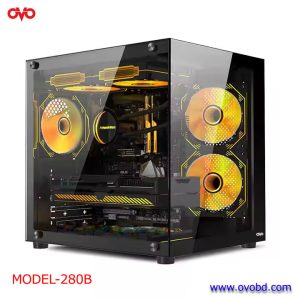 1. OVO 280B 5X-ARGB INFINITY FAN ICE COOL BUTTON CONTROL GAMING CASE