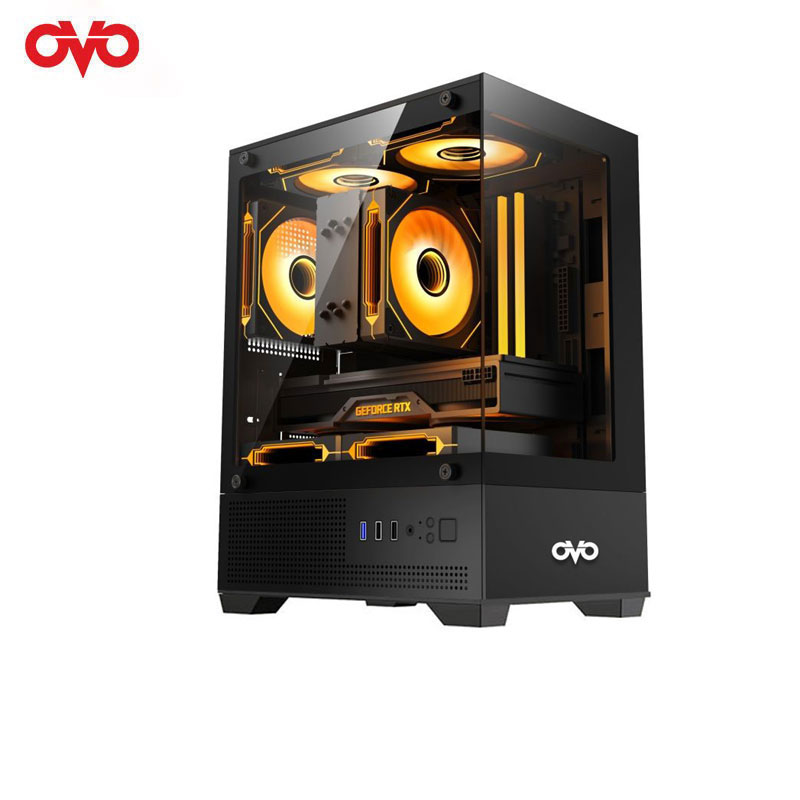 4. OVO CC219501-B 3X-ARGB INFINITY FAN ICE CUBE BUTTON CONTROL GAMING CASE-BLACK