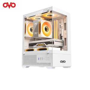 3. OVO CC219501-W 3X-ARGB INFINITY FAN ICE CUBE BUTTON CONTROL GAMING CASE-WHITE