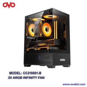 4. OVO CC219501-B 3X-ARGB INFINITY FAN ICE CUBE BUTTON CONTROL GAMING CASE-BLACK