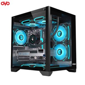 9. OVO FH919-B 5X-ARGB INFINITY FAN ICE CUBE BUTTON CONTROL GAMING CASE-BLACK