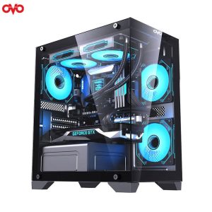 7. OVO Ice Cool T2B Mini Tower Black ATX Gaming Desktop Case