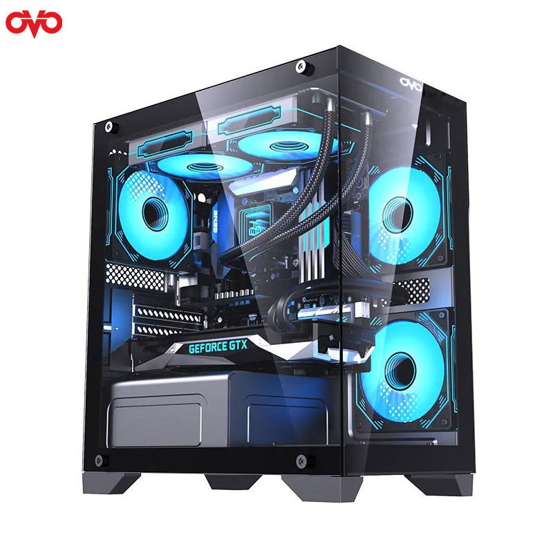 OVO Ice Cool T2B Mini Tower Black ATX Gaming Desktop Case