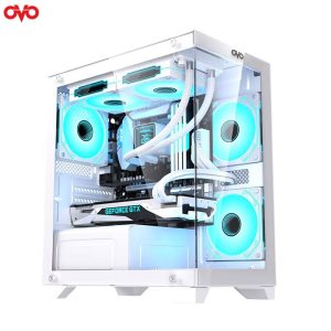 8. OVO Ice Cool T2W Mini Tower White ATX Gaming Desktop Case without PSU