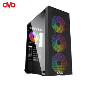 OVO W-1201 MID TOWER 4X-ARGB INFINITY FAN BUTTON CONTROL GAMING CASE