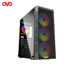 OVO W-1202 MID TOWER 4X-ARGB INFINITY FAN BUTTON CONTROL GAMING CASE