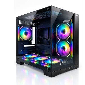 OVO Ice Cube HALO Tower Black ATX Gaming Desktop Case