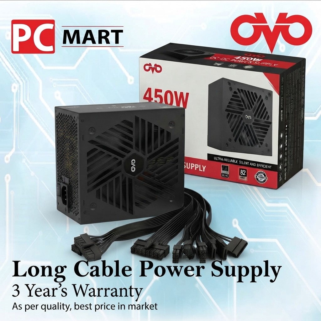 OVO NEO Q45O Watt 82⁺ Plus Efficiency Power Supply Black, Warranty 3-Year's