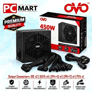OVO NEO Q45O Watt 82 Plus Efficiency Power Supply Black, Warranty 3-Year's